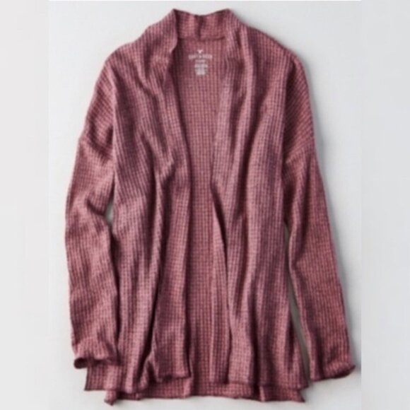 American Eagle Soft Sexy Plush Cardigan Mauve Purple Size XS Waffle Knit Sweater - Picture 9 of 9